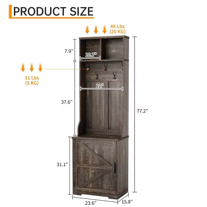 Schuhschrank im Landhausstil für den Eingangsbereich mit kompakter Garderobe mit 5 Kleiderhaken, inklusive Schuhaufbewahrung, ideal für Eingangsbereiche und Flure.