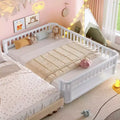 Bellemave Full Platform Bed with Safety Guardrails and Detachable Fence, Solid Wood Platform Bed for Kids, White