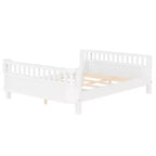 Bellemave komplettes Plattformbett mit Sicherheitsgeländern und abnehmbarem Zaun, Plattformbett aus Massivholz für Kinder, Weiß