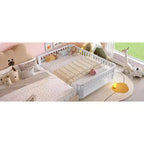 Bellemave komplettes Plattformbett mit Sicherheitsgeländern und abnehmbarem Zaun, Plattformbett aus Massivholz für Kinder, Weiß