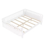 Bellemave komplettes Plattformbett mit Sicherheitsgeländern und abnehmbarem Zaun, Plattformbett aus Massivholz für Kinder, Weiß