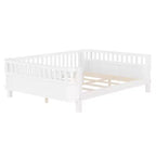 Bellemave komplettes Plattformbett mit Sicherheitsgeländern und abnehmbarem Zaun, Plattformbett aus Massivholz für Kinder, Weiß