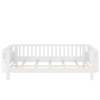 Bellemave komplettes Plattformbett mit Sicherheitsgeländern und abnehmbarem Zaun, Plattformbett aus Massivholz für Kinder, Weiß
