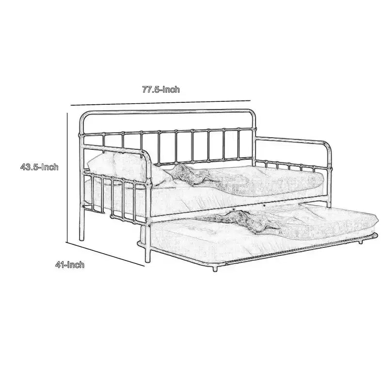Tagesbett Royal Hampton mit Ausziehliege, klassisches, offenes Gestell aus silbernem Metall