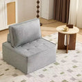 Light Gray Linen Modular Wood-Frame Sofa  Mix-&-Match for Small Spaces
