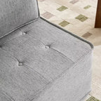 Hellgraues Leinenmodulsofa mit Holzrahmen – Mix-&-Match für kleine Räume