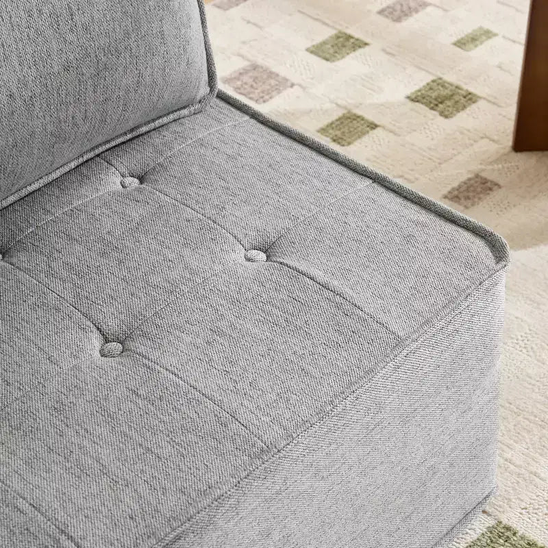 Hellgraues Leinenmodulsofa mit Holzrahmen – Mix-&-Match für kleine Räume