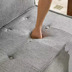 Hellgraues Leinenmodulsofa mit Holzrahmen – Mix-&-Match für kleine Räume