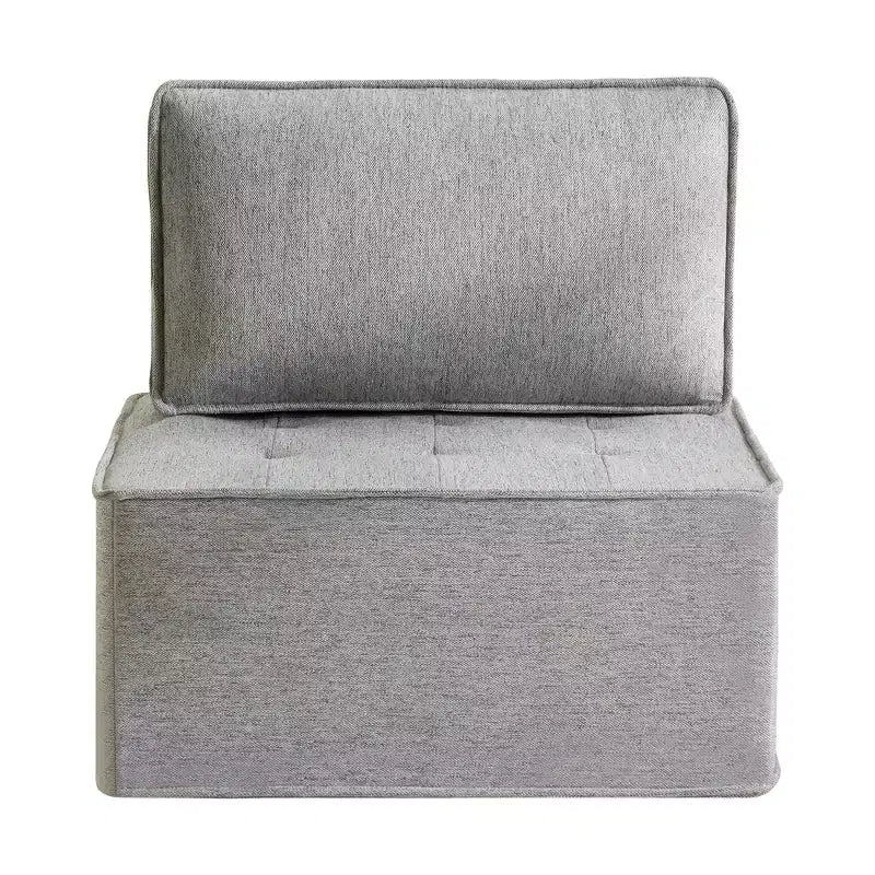 Hellgraues Leinenmodulsofa mit Holzrahmen – Mix-&-Match für kleine Räume
