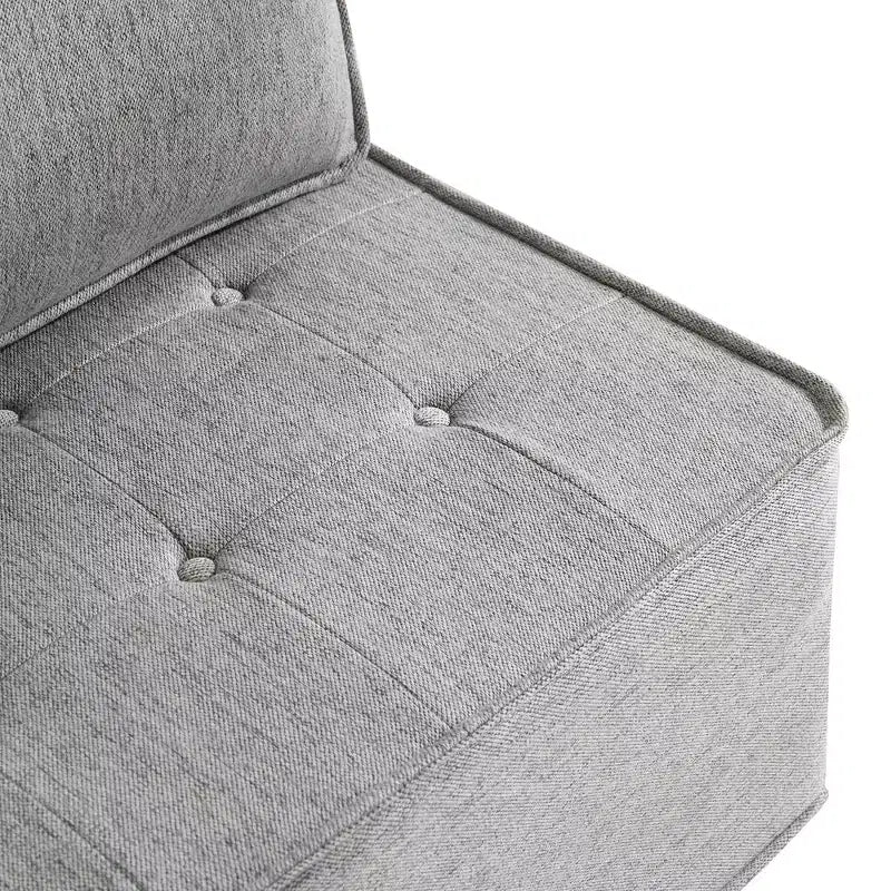Hellgraues Leinenmodulsofa mit Holzrahmen – Mix-&-Match für kleine Räume