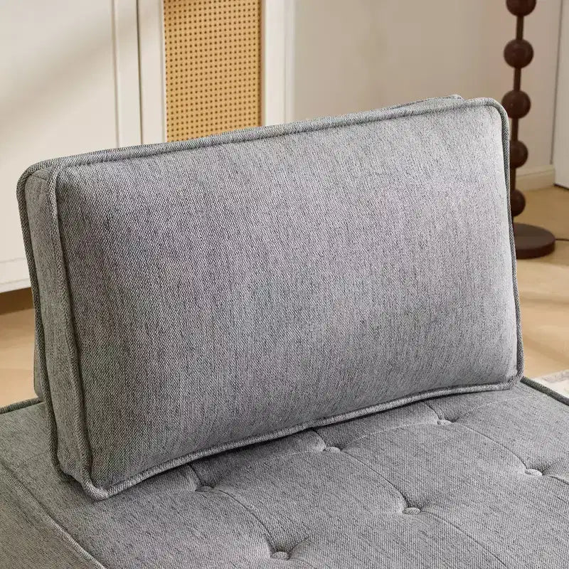 Hellgraues Leinenmodulsofa mit Holzrahmen – Mix-&-Match für kleine Räume