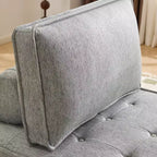 Hellgraues Leinenmodulsofa mit Holzrahmen – Mix-&-Match für kleine Räume