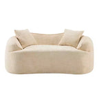 Beiges geschwungenes 2-Sitzer Sofa mit Armlehnen & 2 Kissen – Klein, perfekt für jeden Raum