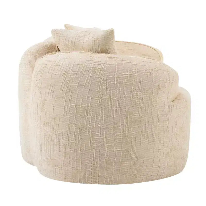 Beiges geschwungenes 2-Sitzer Sofa mit Armlehnen & 2 Kissen – Klein, perfekt für jeden Raum