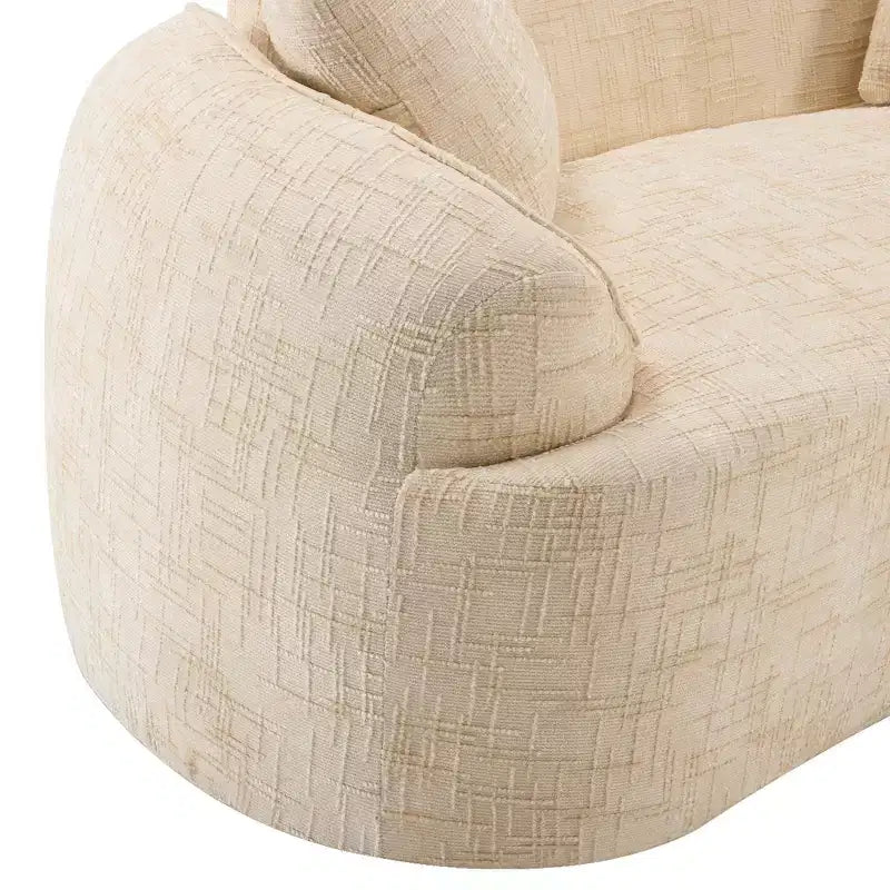 Beiges geschwungenes 2-Sitzer Sofa mit Armlehnen & 2 Kissen – Klein, perfekt für jeden Raum