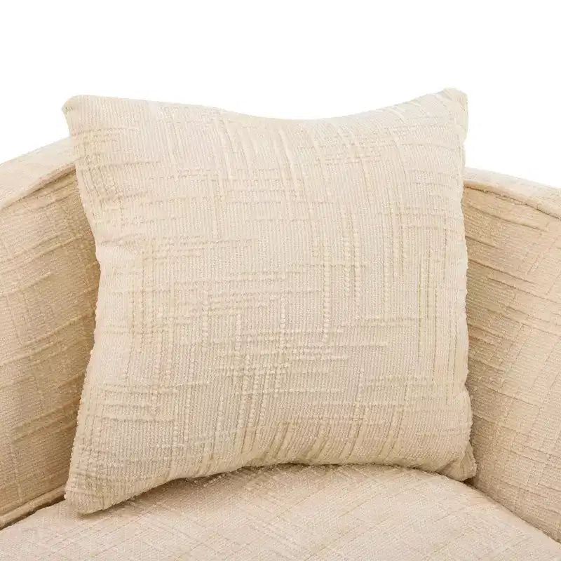 Beiges geschwungenes 2-Sitzer Sofa mit Armlehnen & 2 Kissen – Klein, perfekt für jeden Raum