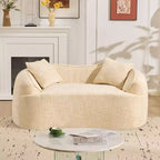 Beiges geschwungenes 2-Sitzer Sofa mit Armlehnen & 2 Kissen – Klein, perfekt für jeden Raum