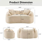 Beiges geschwungenes 2-Sitzer Sofa mit Armlehnen & 2 Kissen – Klein, perfekt für jeden Raum