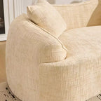 Beiges geschwungenes 2-Sitzer Sofa mit Armlehnen & 2 Kissen – Klein, perfekt für jeden Raum