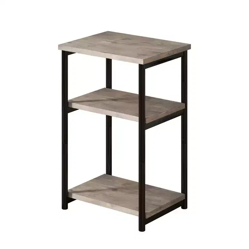 Rustikaler 3-stöckiger Beistelltisch für kleine Räume, kleiner Beistelltisch im Bauernhausstil aus Holz mit Ablageflächen, schmaler Nachttisch für Schlafzimmer, Wohnzimmer, Büro
