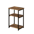 Rustikaler 3-stöckiger Beistelltisch für kleine Räume, kleiner Beistelltisch im Bauernhausstil aus Holz mit Ablageflächen, schmaler Nachttisch für Schlafzimmer, Wohnzimmer, Büro