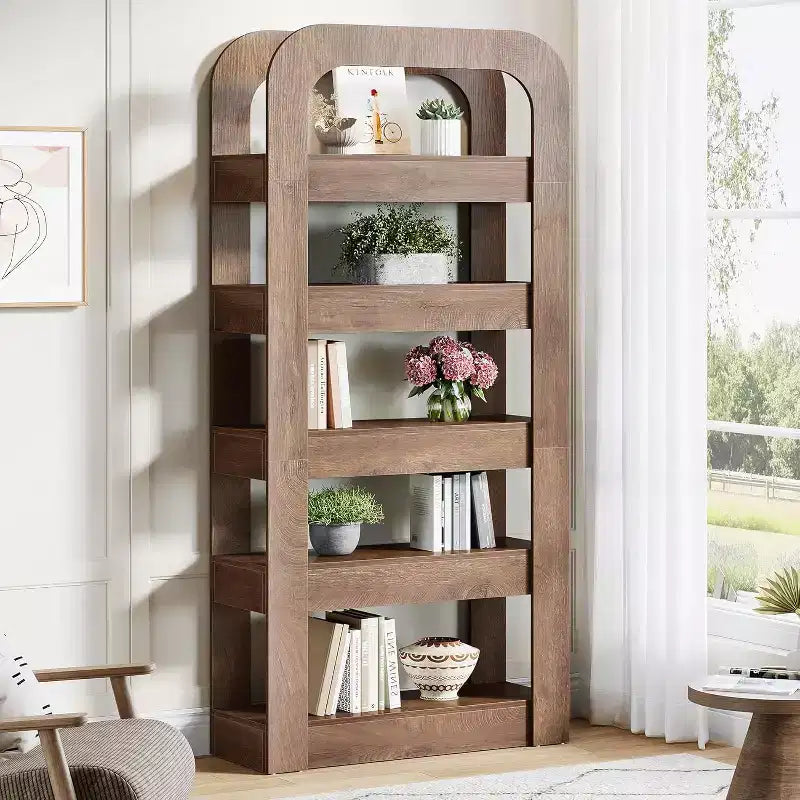 Lantine 70.9-Inch Tall Bookshelf, 5-Tier Bookcase with Open Shelves, Industrial Style Shelving Storage Unit for Home Office