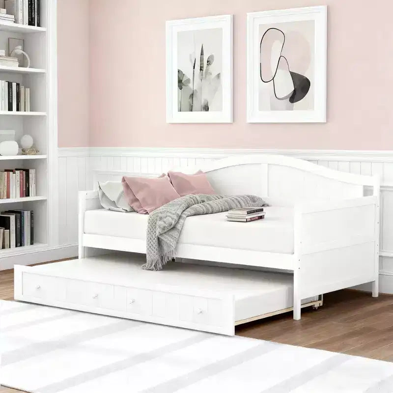 Luxystar Holz-Tagesbett mit ausziehbarem Rollbett für Schlafzimmer und Wohnzimmer