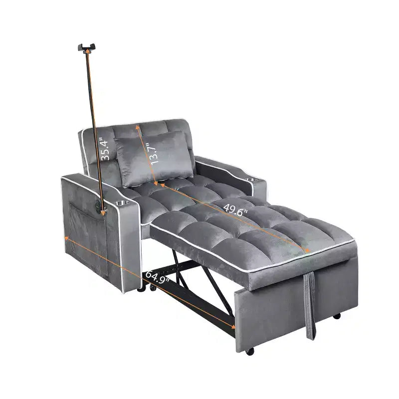 MAYEERTY 2-in-1 Convertible Schlafsofa mit Ausziehbett Modernes Doppel-Schlafsofa Verstellbares Schlafsofa für Wohnzimmer Dunkelgrau