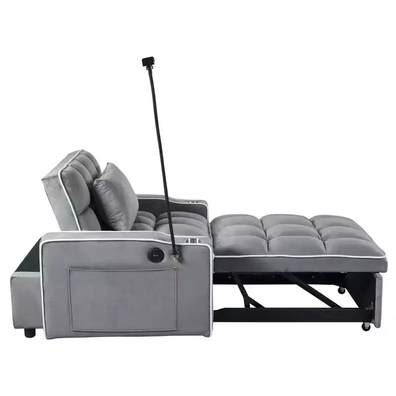 MAYEERTY 2-in-1 Convertible Schlafsofa mit Ausziehbett Modernes Doppel-Schlafsofa Verstellbares Schlafsofa für Wohnzimmer Dunkelgrau