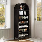 71in Tall Arched Shoe Storage Cabinet for Entryway, 7 Tier Wood Shoe Organizer with Adjustable Shelves