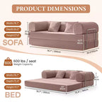 78.7 Zoll Hellrosa Cord Schlafsofa, Metallrahmen, faltbares Bodensofa (große Größe)