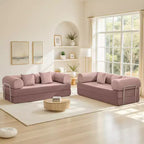 78.7 Zoll Hellrosa Cord Schlafsofa, Metallrahmen, faltbares Bodensofa (große Größe)