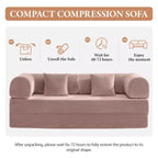 78.7 Zoll Hellrosa Cord Schlafsofa, Metallrahmen, faltbares Bodensofa (große Größe)