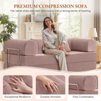 78.7 Zoll Hellrosa Cord Schlafsofa, Metallrahmen, faltbares Bodensofa (große Größe)