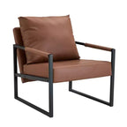 Zeus & Ruta Sessel aus klassischem PU-Leder mit Metallgestell, ergonomisches Design