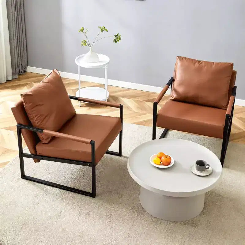 Zeus & Ruta Sessel aus klassischem PU-Leder mit Metallgestell, ergonomisches Design