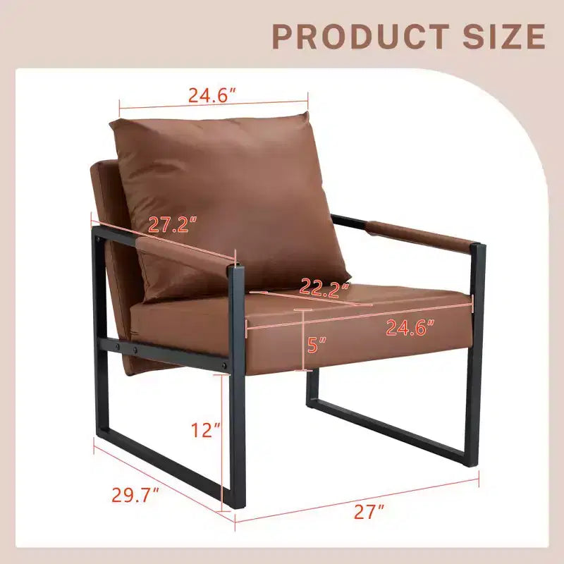 Zeus & Ruta Sessel aus klassischem PU-Leder mit Metallgestell, ergonomisches Design