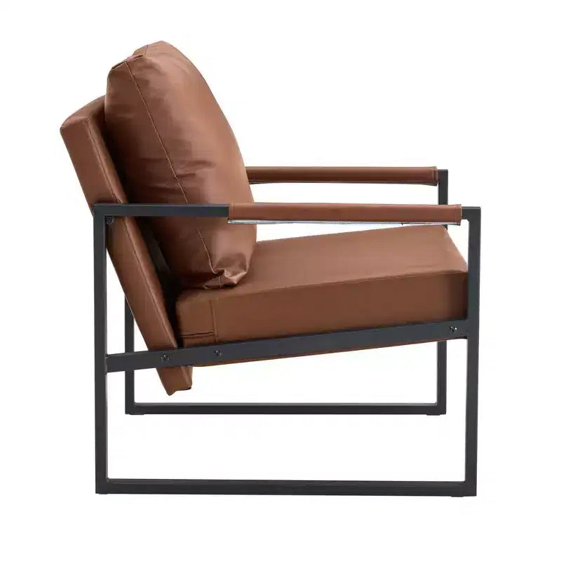 Zeus & Ruta Sessel aus klassischem PU-Leder mit Metallgestell, ergonomisches Design