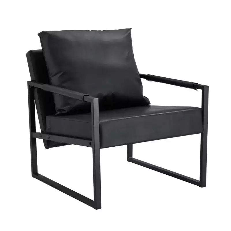 Zeus & Ruta Sessel aus klassischem PU-Leder mit Metallgestell, ergonomisches Design