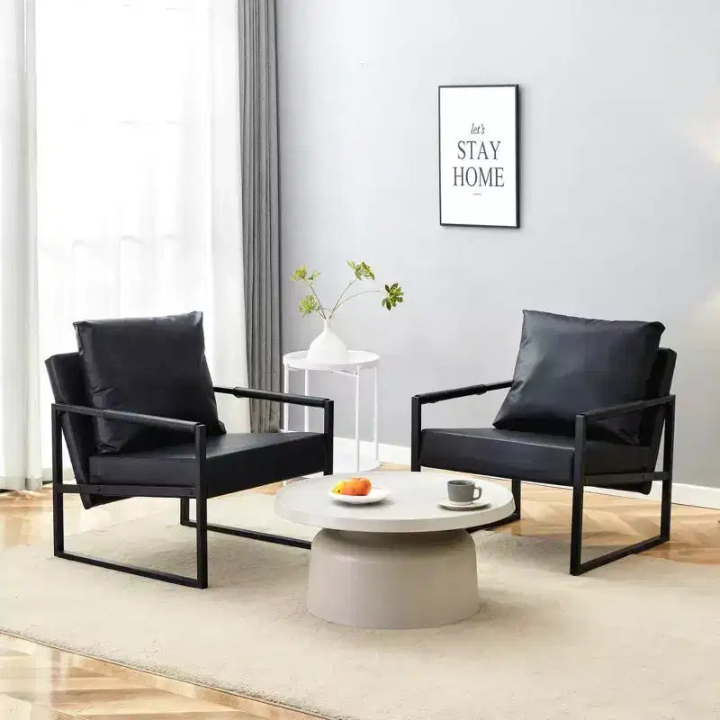 Zeus & Ruta Sessel aus klassischem PU-Leder mit Metallgestell, ergonomisches Design