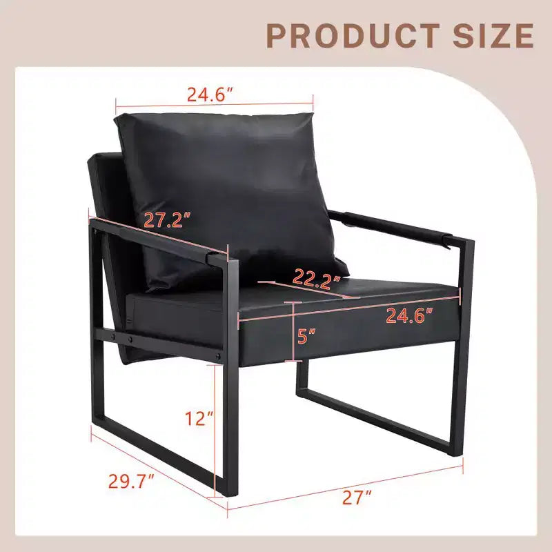 Zeus & Ruta Sessel aus klassischem PU-Leder mit Metallgestell, ergonomisches Design