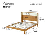 King/Queen Plattformbettrahmen mit Kopfteil, Bett aus Kautschukholz im Mid-Century Modern Stil für Schlafzimmer, Natur - ModernLuxe