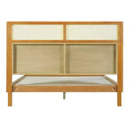King/Queen Plattformbettrahmen mit Kopfteil, Bett aus Kautschukholz im Mid-Century Modern Stil für Schlafzimmer, Natur - ModernLuxe