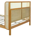 King/Queen Plattformbettrahmen mit Kopfteil, Bett aus Kautschukholz im Mid-Century Modern Stil für Schlafzimmer, Natur - ModernLuxe
