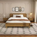 King/Queen Size Bed Frame, Solid Pine Wood Platform Bed Frame, No Box Spring Needed, Rustic Yellow - ModernLuxe