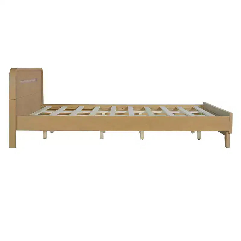 Bettrahmen in King/Queen-Größe, Plattformbettrahmen aus massivem Kiefernholz, kein Boxspringbett erforderlich, rustikales Gelb - ModernLuxe