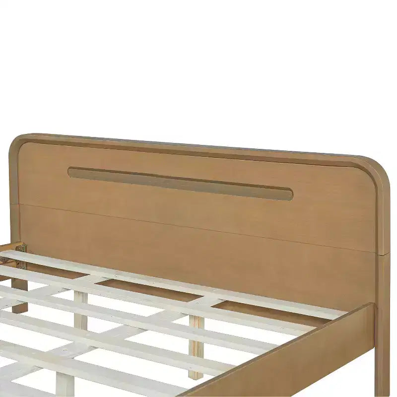 Bettrahmen in King/Queen-Größe, Plattformbettrahmen aus massivem Kiefernholz, kein Boxspringbett erforderlich, rustikales Gelb - ModernLuxe