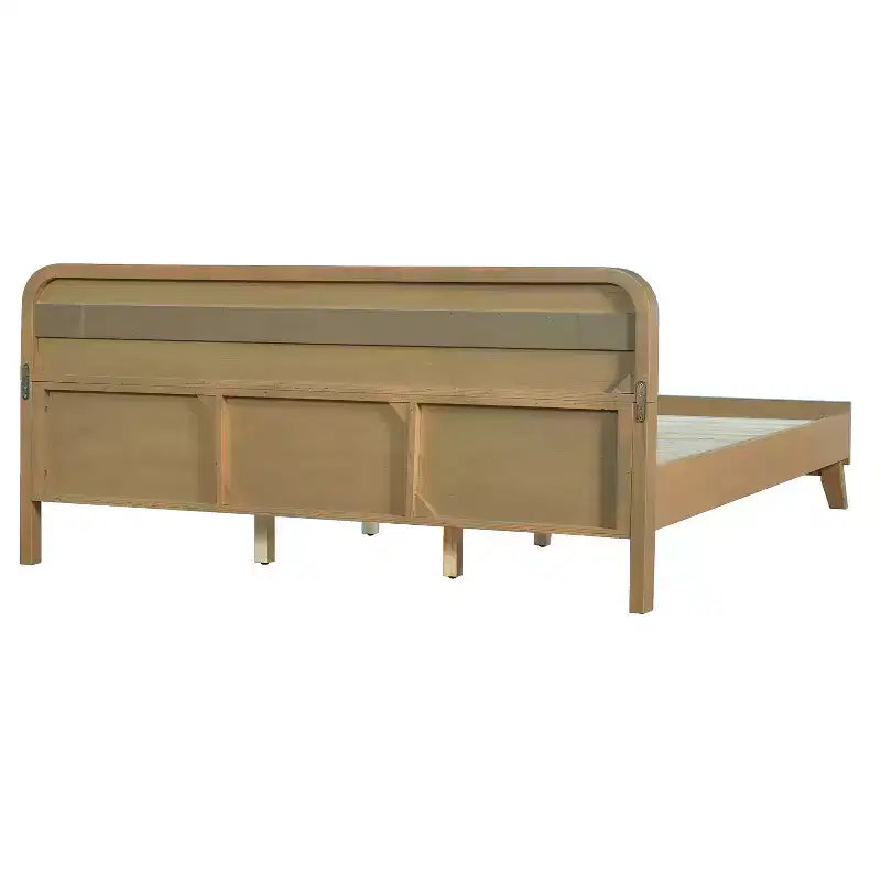 Bettrahmen in King/Queen-Größe, Plattformbettrahmen aus massivem Kiefernholz, kein Boxspringbett erforderlich, rustikales Gelb - ModernLuxe