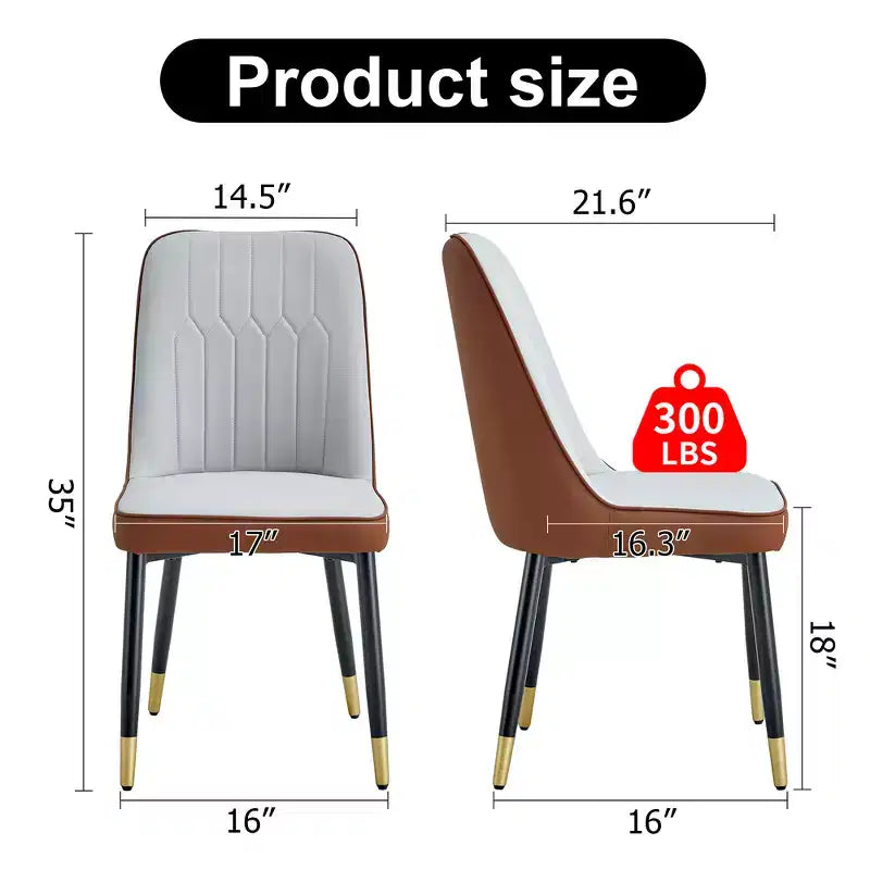 Zeus & Ruta 2er-Set Esszimmerstühle mit PU-Kissen & Metallbeinen, Ideal für Küche, Esszimmer & Wohnzimmer