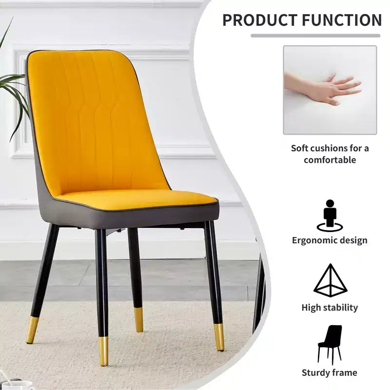 Zeus & Ruta 2er-Set Esszimmerstühle mit PU-Kissen & Metallbeinen, Ideal für Küche, Esszimmer & Wohnzimmer